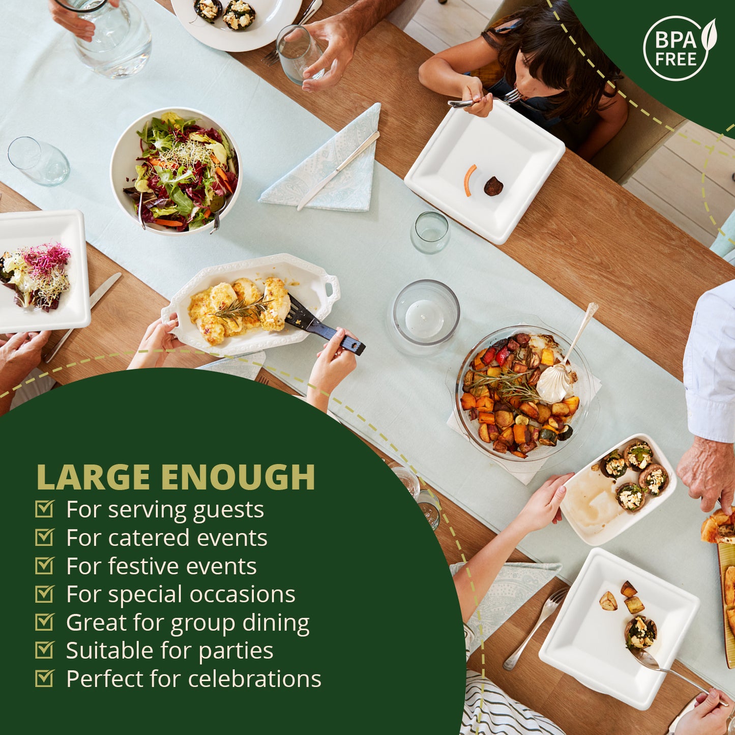 Square Paper Plates, [125-Pack] Compostable Disposable Plates, Eco-friendly Heavy Duty Biodegradable Sugarcane Plates