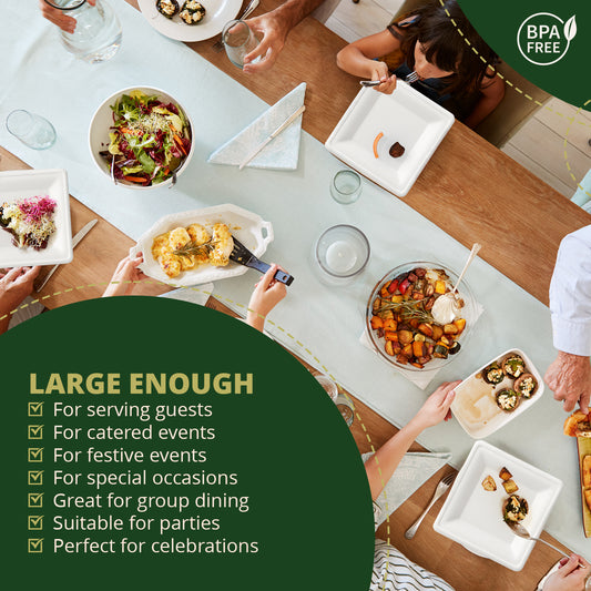 Square Paper Plates, [125-Pack] Compostable Disposable Plates, Eco-friendly Heavy Duty Biodegradable Sugarcane Plates