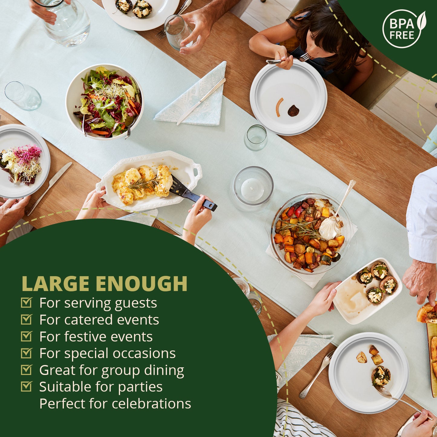 Compostable Round Plates Heavy-Duty [50-Pack] Eco-Friendly White Bagasse Disposable Dinner Plates From Natural Sugarcane