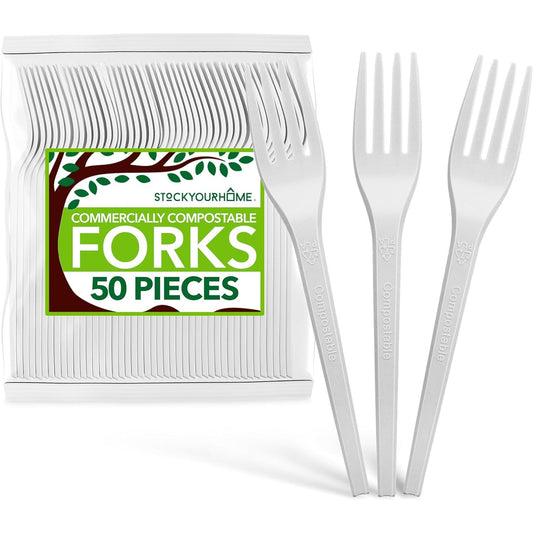 PLA Biodegradable Forks, Spoons, and Knives [100-Pack] – Eco-Friendly Disposable Cutlery