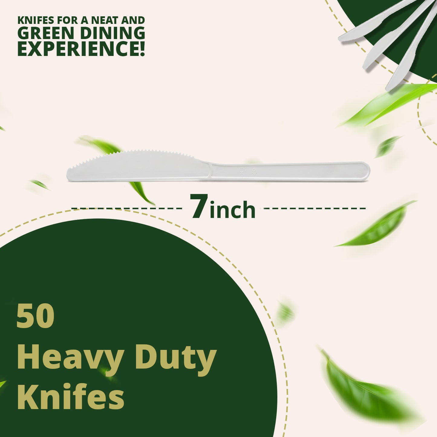 Compostable Knifes 100 Count, No Plastic Biodegradable PLA Knifes Disposable Eco Friendly Heavy Duty Cutlery Suitable for Party Picnic Office Everyday Use (Copy)
