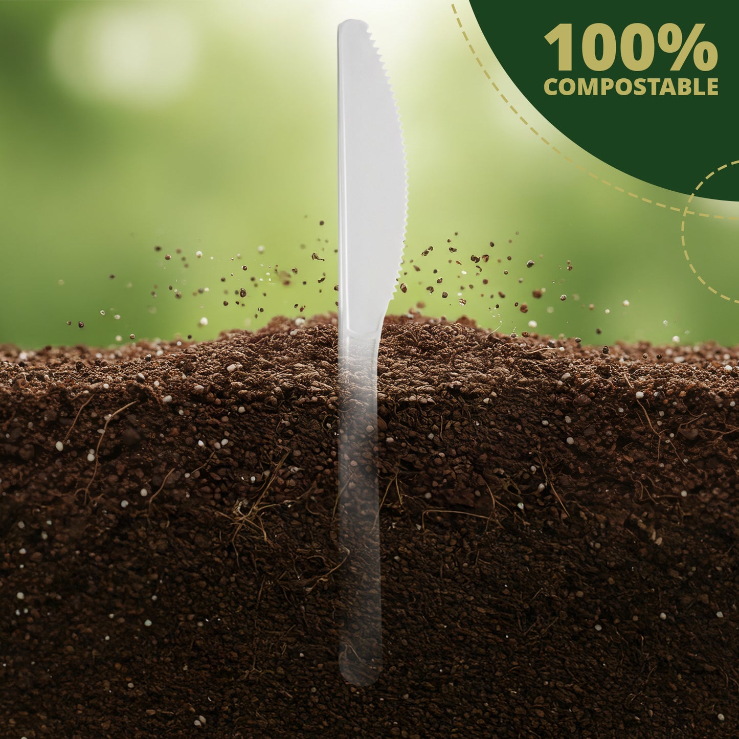 Compostable Knifes 100 Count, No Plastic Biodegradable PLA Knifes Disposable Eco Friendly Heavy Duty Cutlery Suitable for Party Picnic Office Everyday Use (Copy)