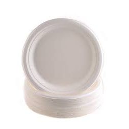 Compostable Round Plates Heavy-Duty [50-Pack] Eco-Friendly White Bagasse Disposable Dinner Plates From Natural Sugarcane