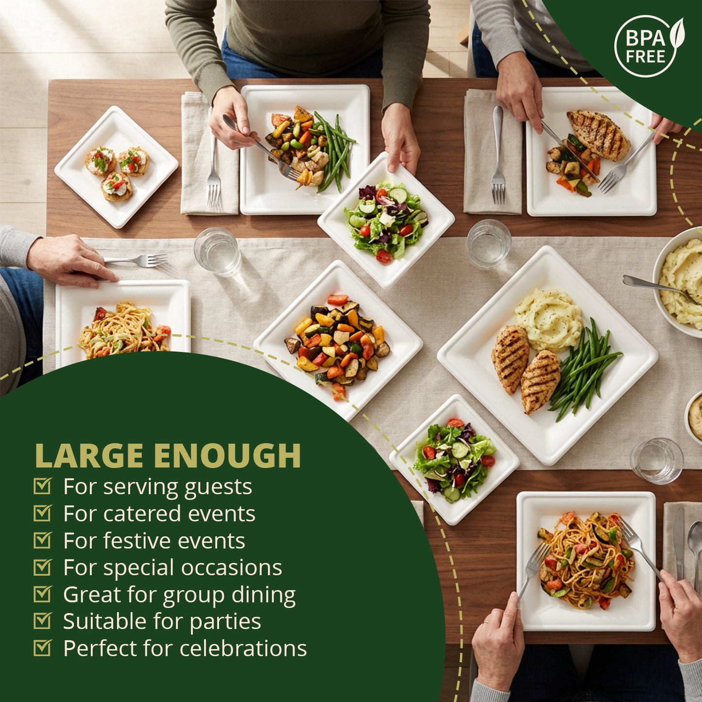 Square Paper Plates, [50-Pack] Compostable Disposable Plates, Eco-friendly Heavy Duty Biodegradable Sugarcane Plates-6 Inch