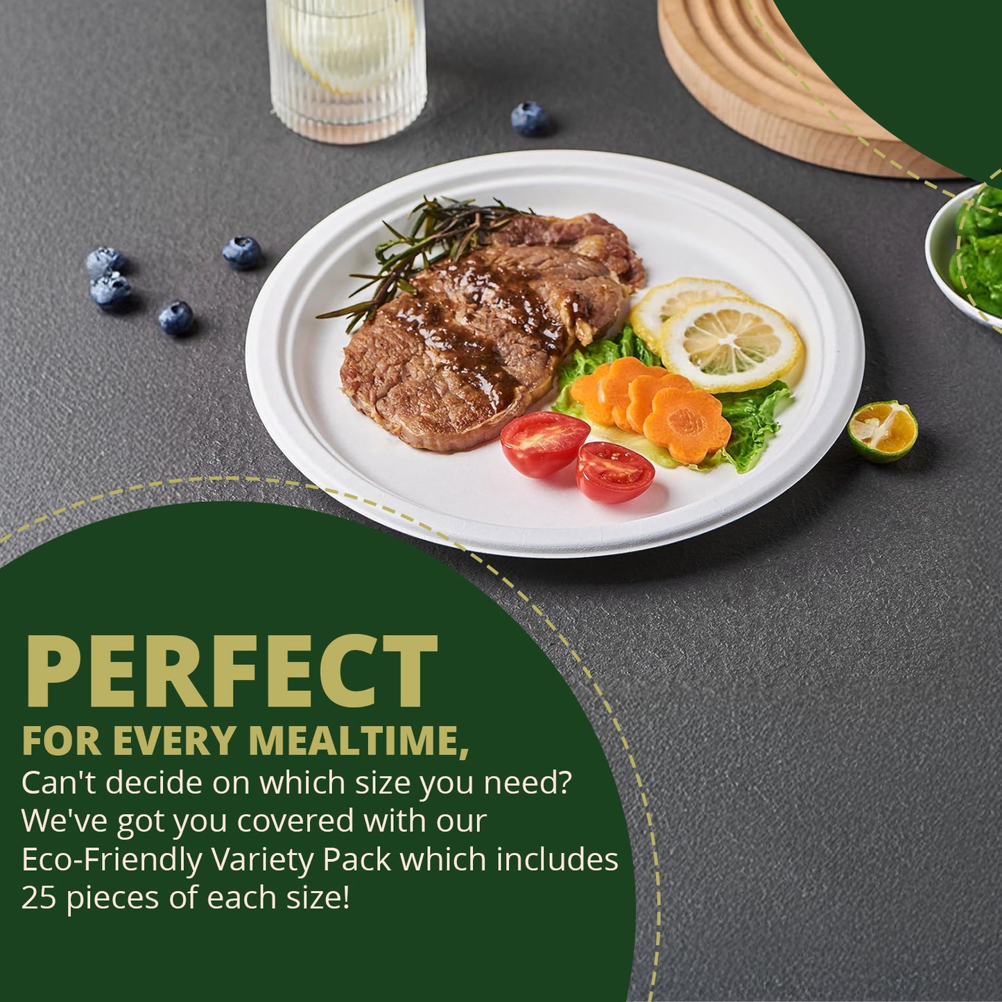 White Round Disposable Plates [75-Pack] – Includes 25 6-Inch, 25 9-Inch, and 25 10-Inch Plates – Multipack Family Set