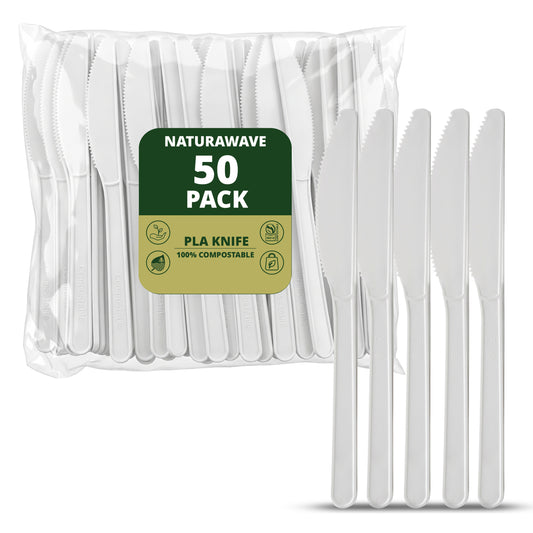 Compostable Knifes 100 Count, No Plastic Biodegradable PLA Knifes Disposable Eco Friendly Heavy Duty Cutlery Suitable for Party Picnic Office Everyday Use (Copy)